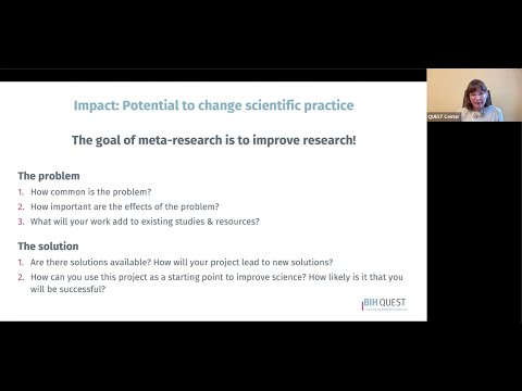 How to select a meta-research project - Dr. Tracey Weissgerber